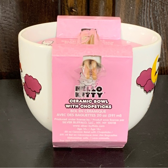 Hello Kitty Witch Flying on Broom with Black Cat 20oz Halloween Noodle Bowl Set - Picture 5 of 10